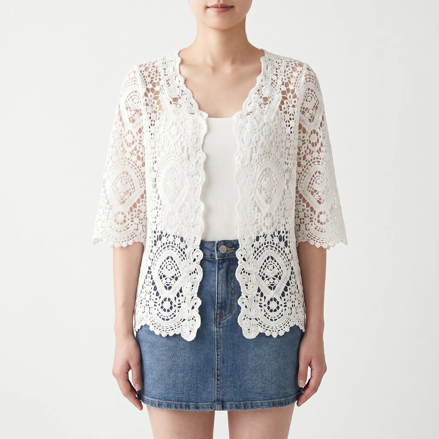 Häkelstrickjacke Mit Offener Front -  Margie
