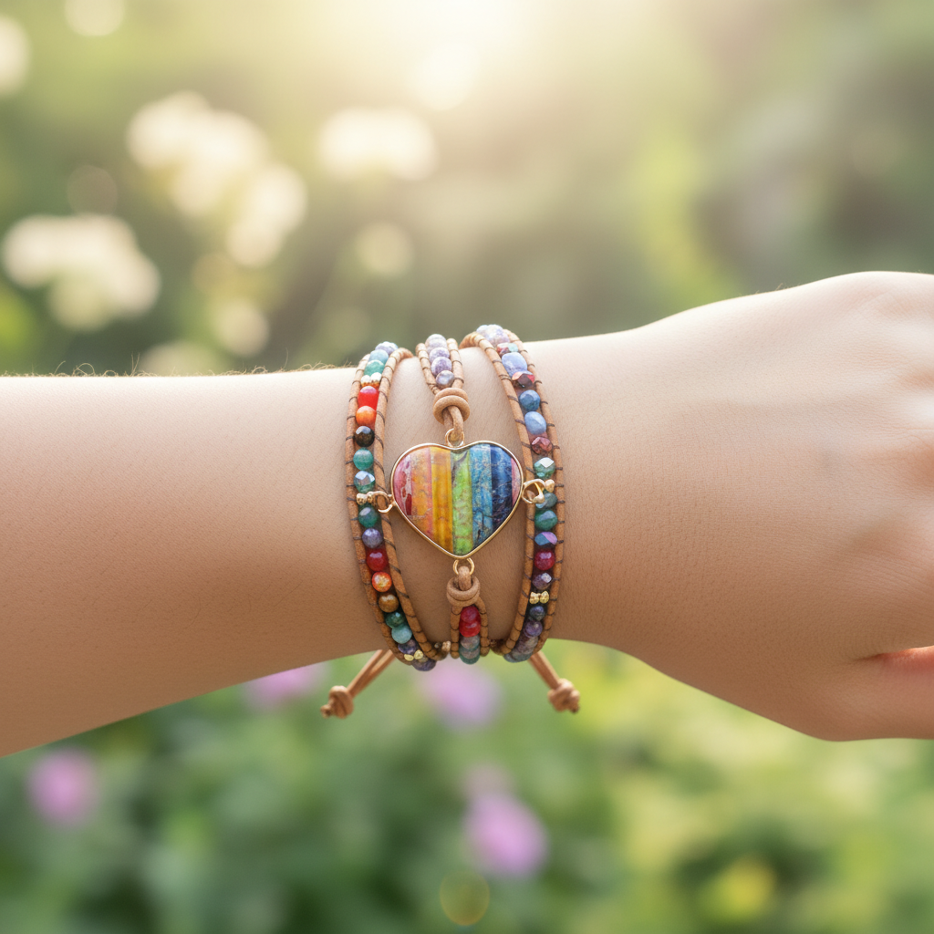Handgefertigtes Wickelarmband - Heartlove