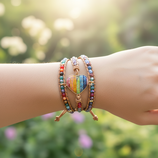 Handgefertigtes Wickelarmband - Heartlove