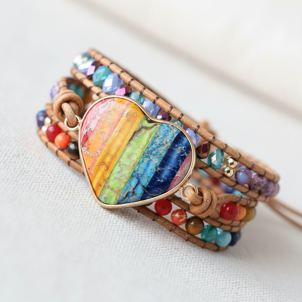 Handgefertigtes Wickelarmband - Heartlove