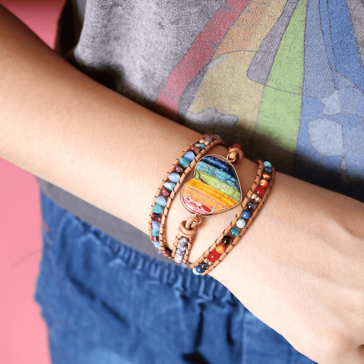 Handgefertigtes Wickelarmband - Heartlove