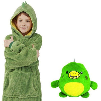 Winter-Kinder-Hoodie mit Plüsch-Tierfunktion zum Wenden – Momo Schneeflocke Edition
