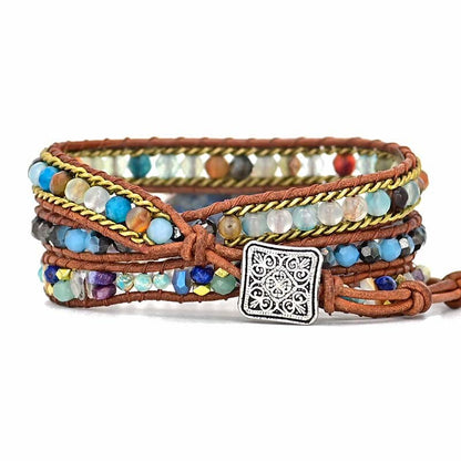 Blaue Hamsa-Türkis-Wickelarmband – Soraya