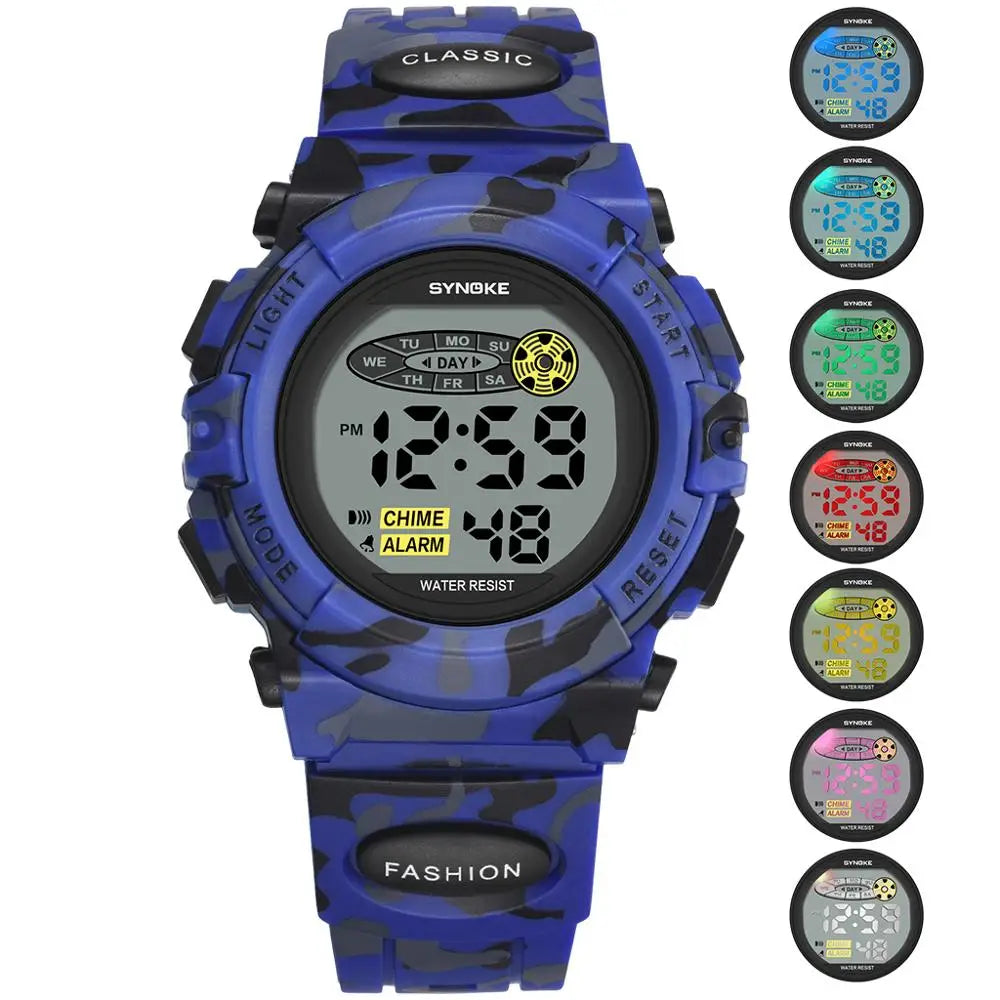 Wasserdichte digitale Kinderarmbanduhr mit LED-Display – Livano