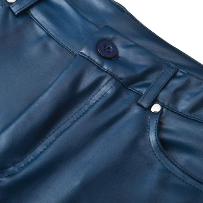 Leder-Stretchhose mit hohem Bund – Raffaela