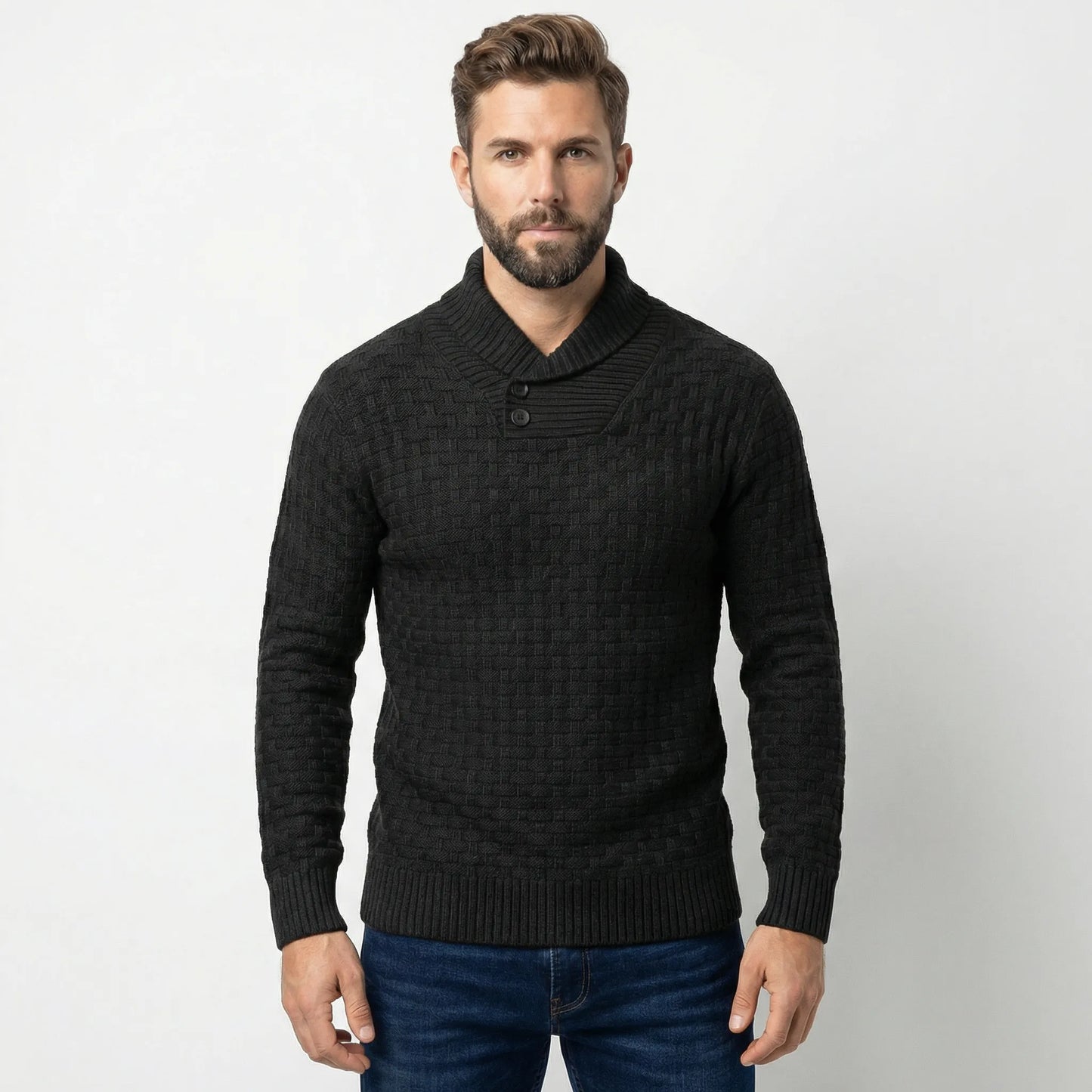 Herrenpullover Mit Schalkragen Und Strickmuster - Lenny