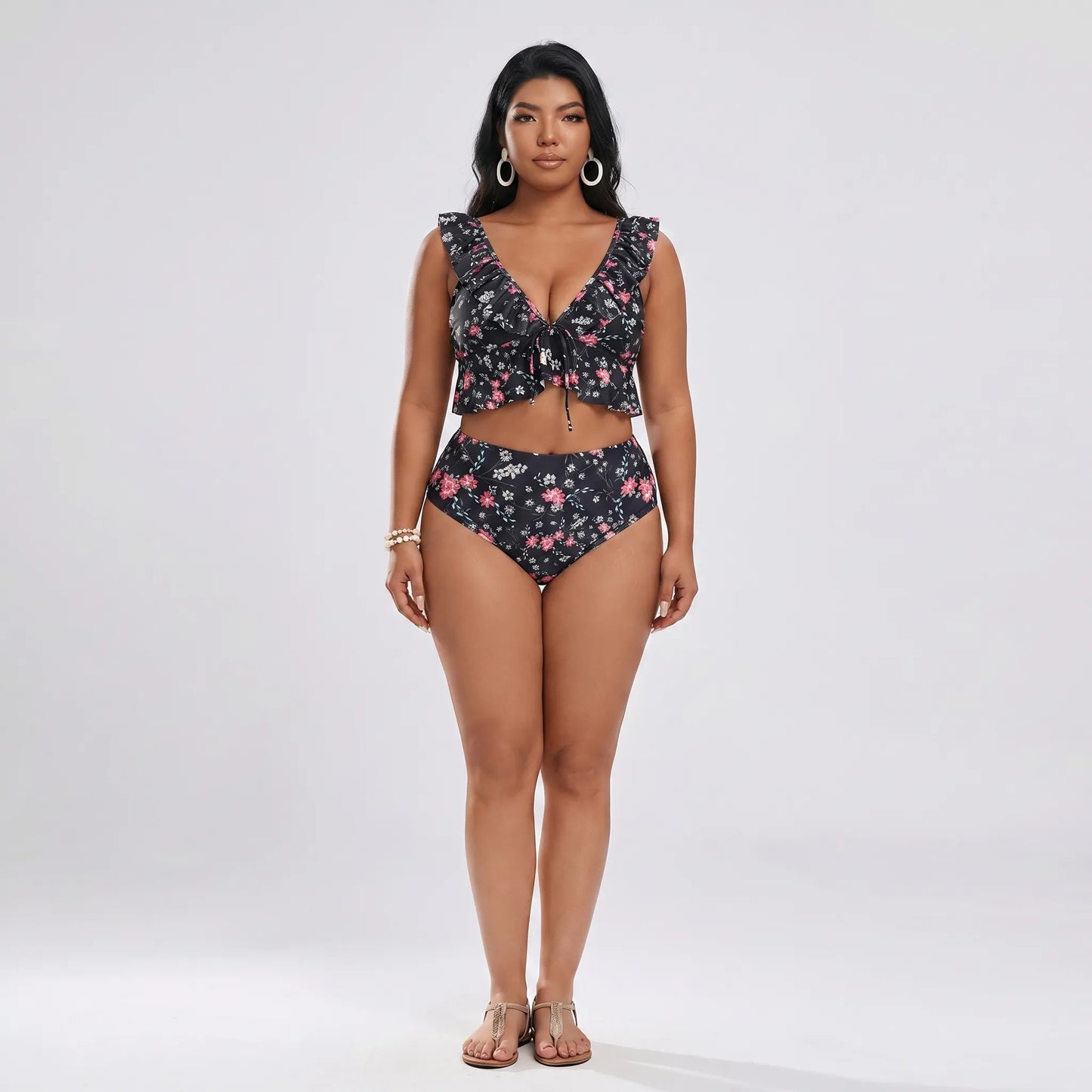 High Waist Bikini Set In Großen Größen - Jeanette