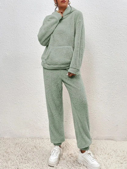 Hooded Fluffy Two-Piece Lounge Set - Marsha