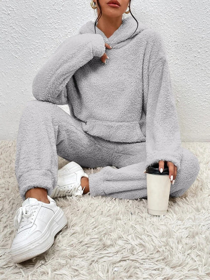 Hooded Fluffy Two-Piece Lounge Set - Marsha