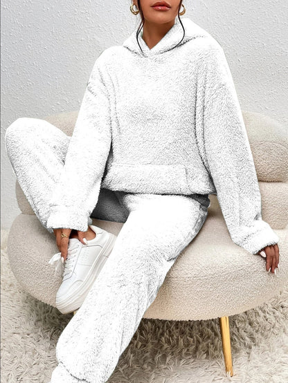 Hooded Fluffy Two-Piece Lounge Set - Marsha