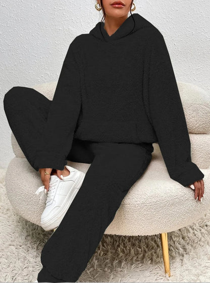 Hooded Fluffy Two-Piece Lounge Set - Marsha