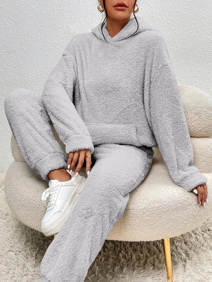 Hooded Fluffy Two-Piece Lounge Set - Marsha