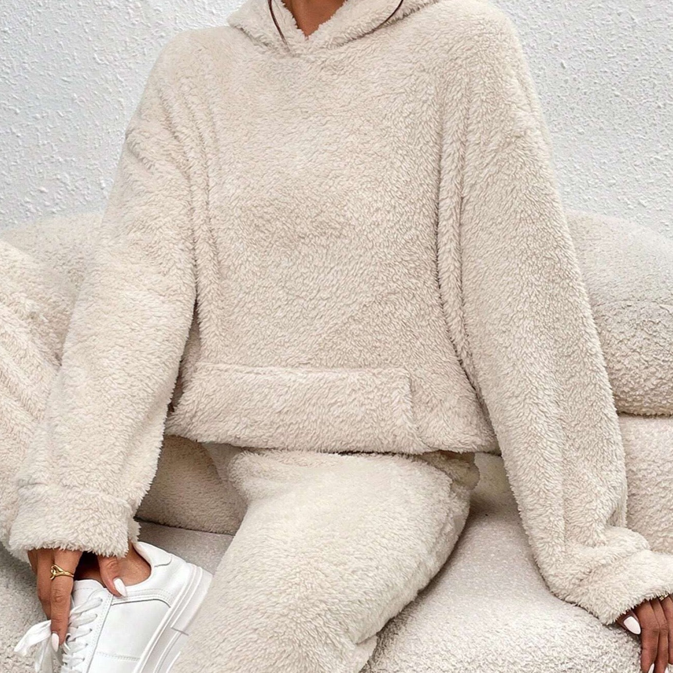 Hooded Fluffy Two-Piece Lounge Set - Marsha