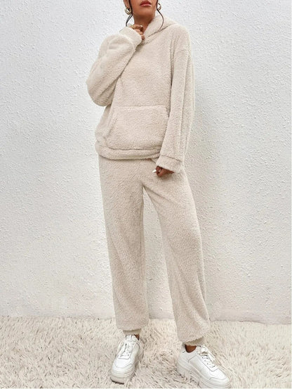 Hooded Fluffy Two-Piece Lounge Set - Marsha