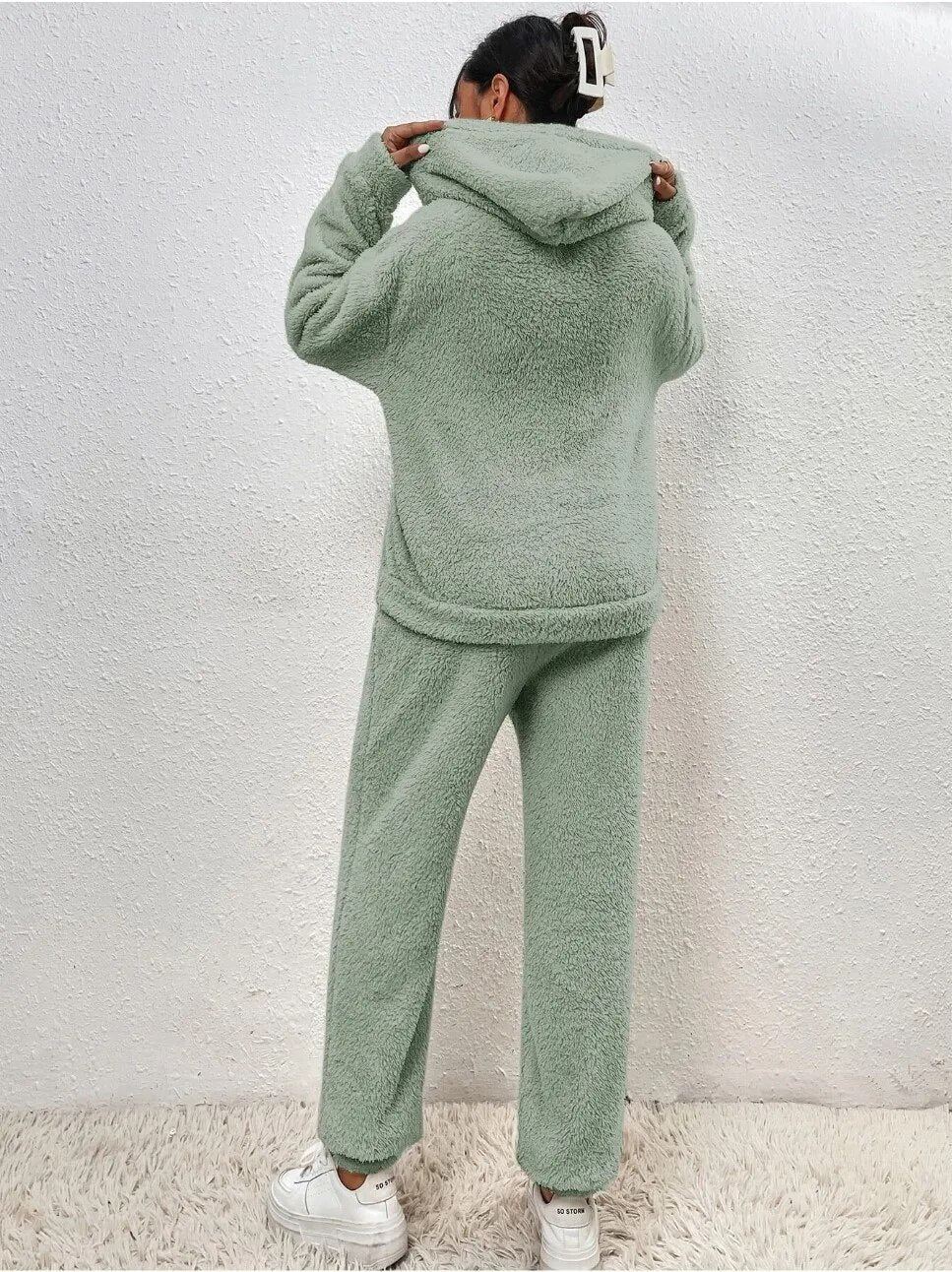 Hooded Fluffy Two-Piece Lounge Set - Marsha