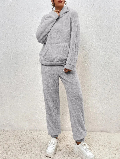 Hooded Fluffy Two-Piece Lounge Set - Marsha