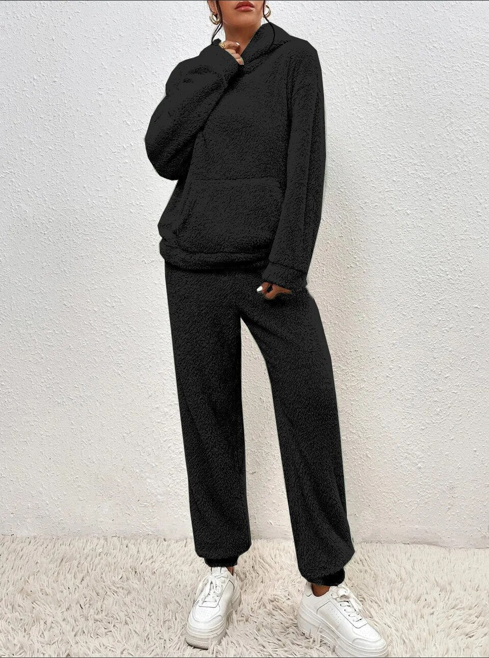 Hooded Fluffy Two-Piece Lounge Set - Marsha