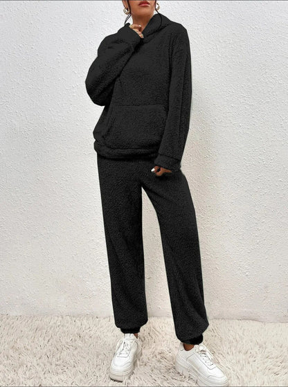 Hooded Fluffy Two-Piece Lounge Set - Marsha