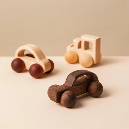Holzfahrzeug-Set für Kinder mit Rennwagen, Transporter und Allzweckauto – Fahrspaß pur