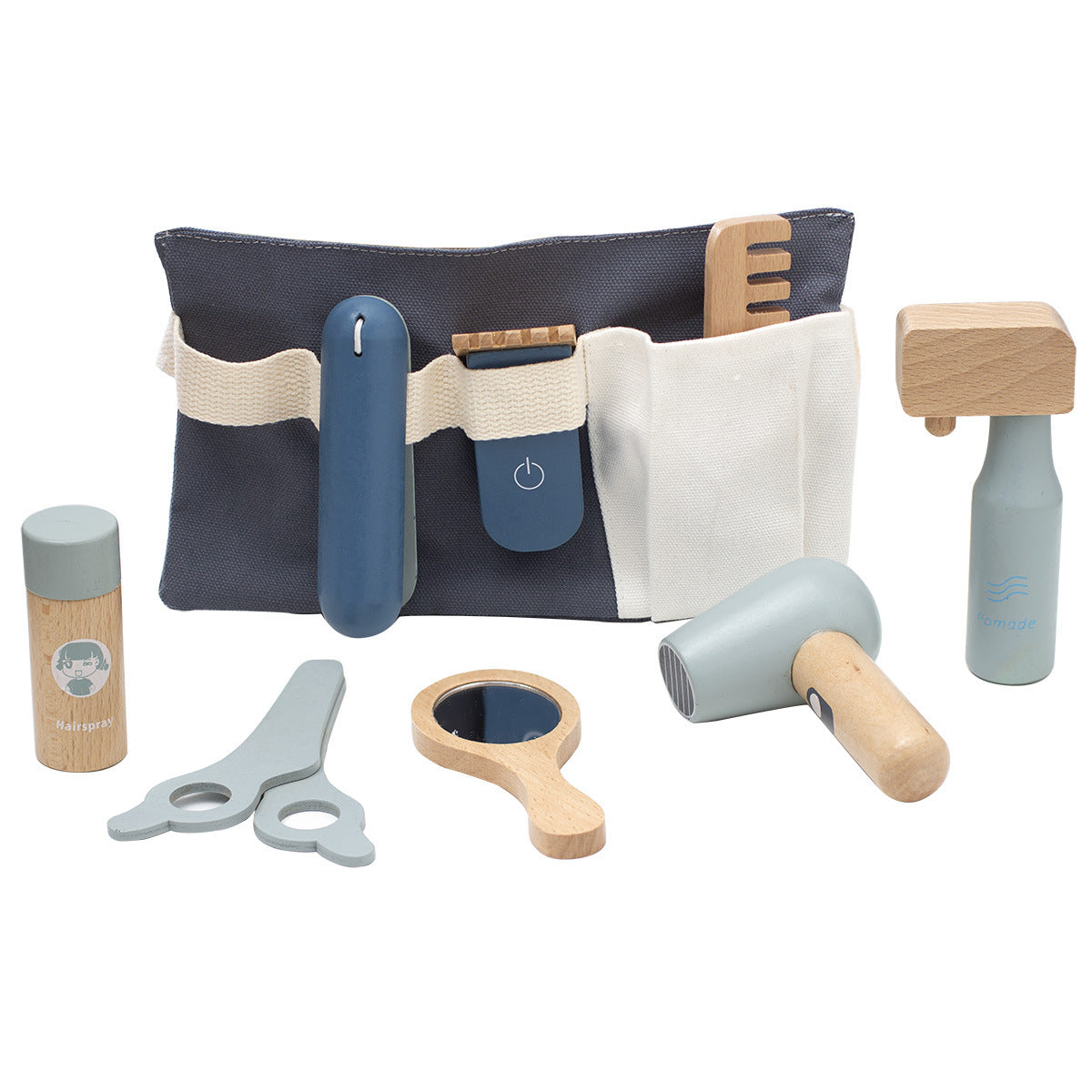 Friseurspielzeug aus Holz mit Gürteltasche für Kinder – Schnittprofi
