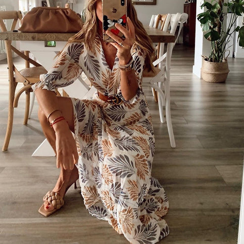 Luftiges Sommerkleid mit Blattdruck - Livia