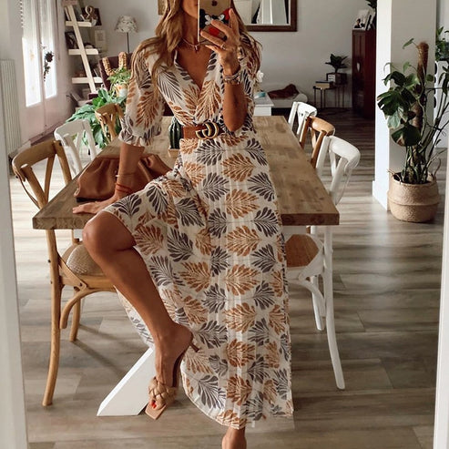 Luftiges Sommerkleid mit Blattdruck - Livia