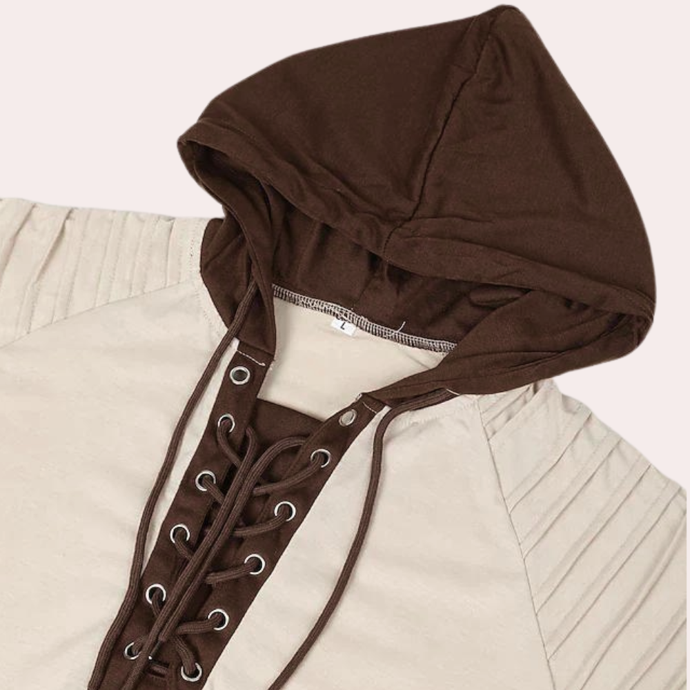 Herren Sweatshirt mit Schnürung und Kapuze – Eliano