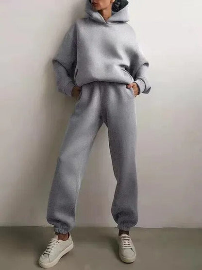 Damen-Kapuzenpulli- und Jogginghosen-Set aus Fleece – Herbstzauber von Marivelle