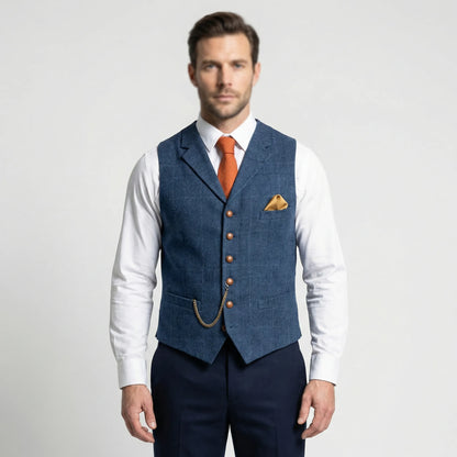 Kariertes Herrengilet Mit V-Ausschnitt - Sergio