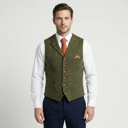 Kariertes Herrengilet Mit V-Ausschnitt - Sergio