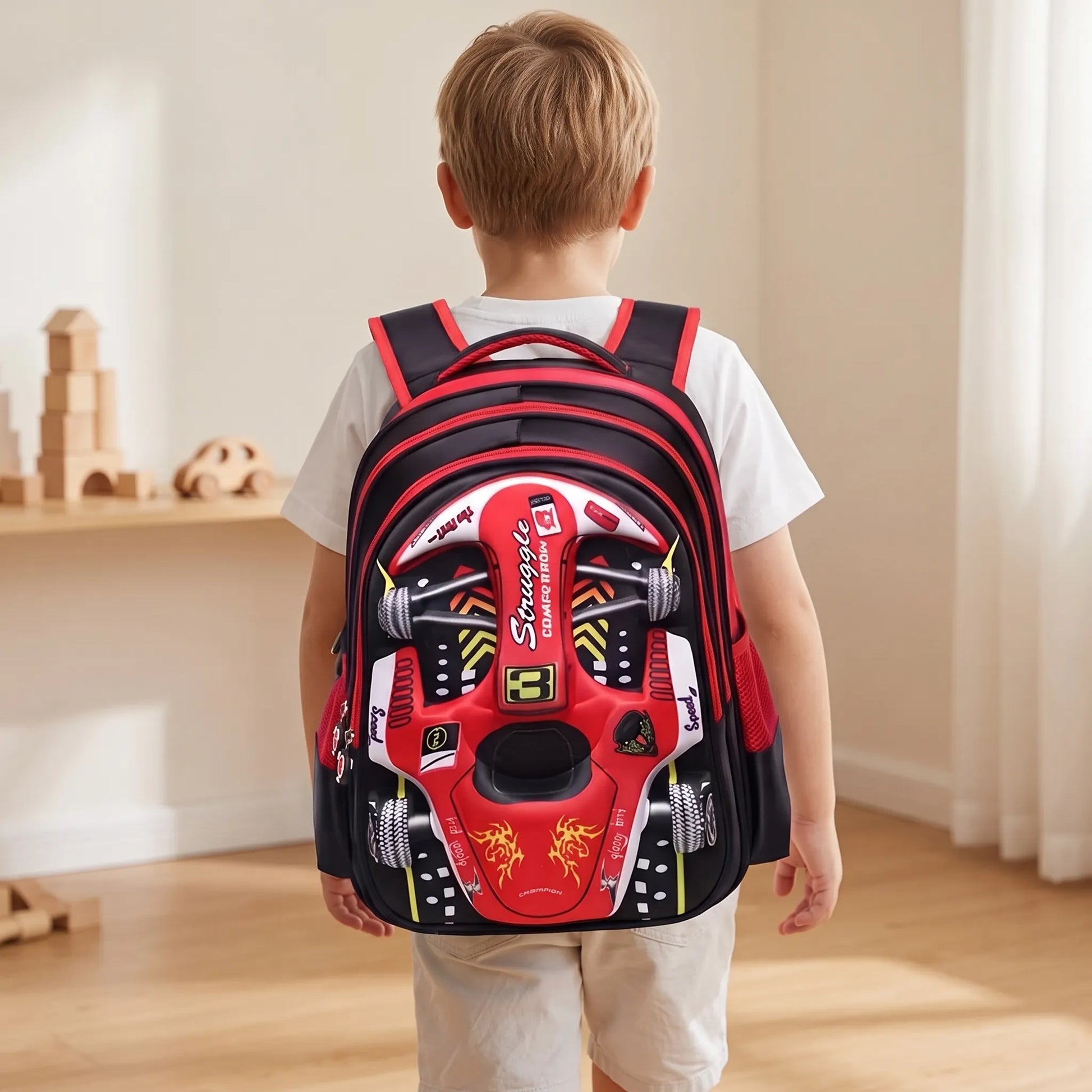 Kinderrucksack Mit 3D-Rennauto - Veloxis