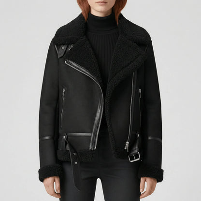Klassische Lammfell-Inspirierte Jacke - Sophie