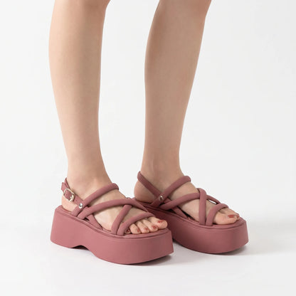 Klobige Plateau-Sandalen Mit Knöchelriemen - Olga