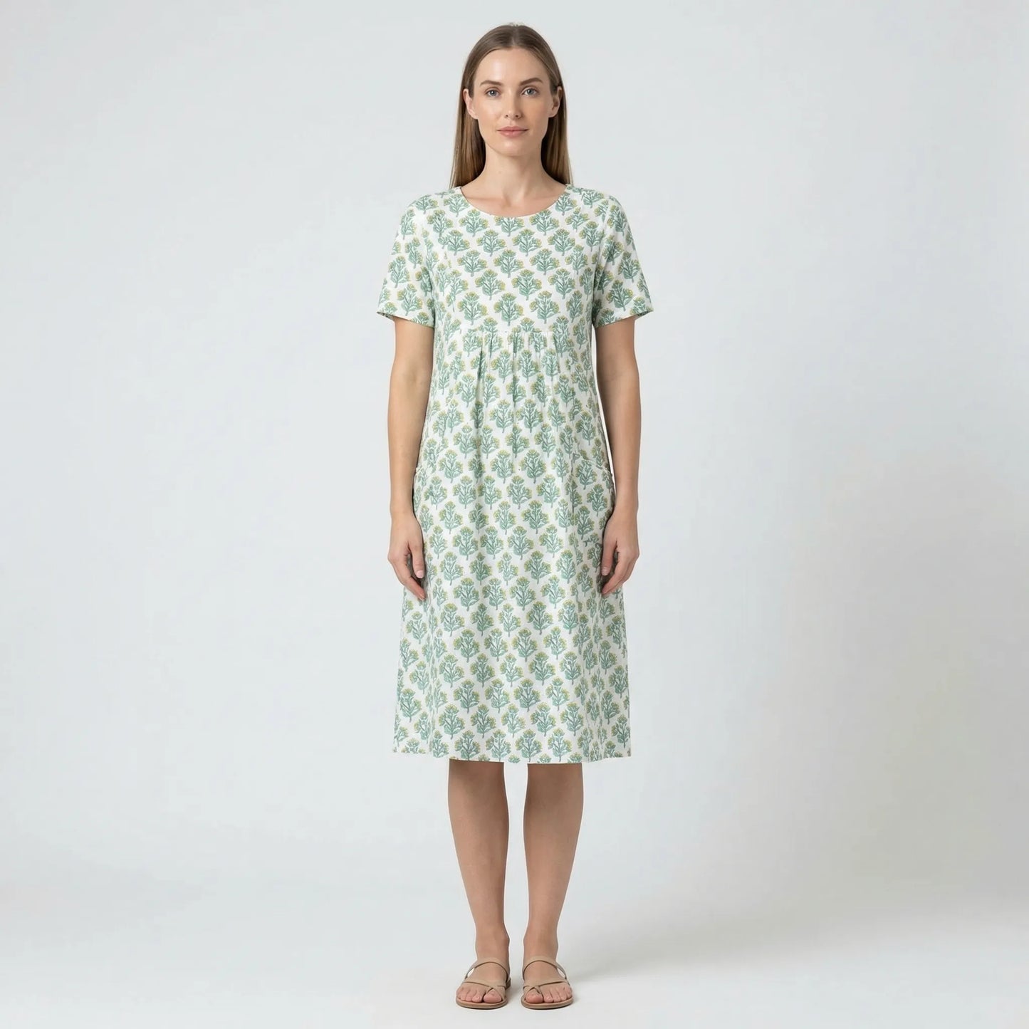 Knielanges Sommerkleid Mit Kurzen Ärmeln - Tamina