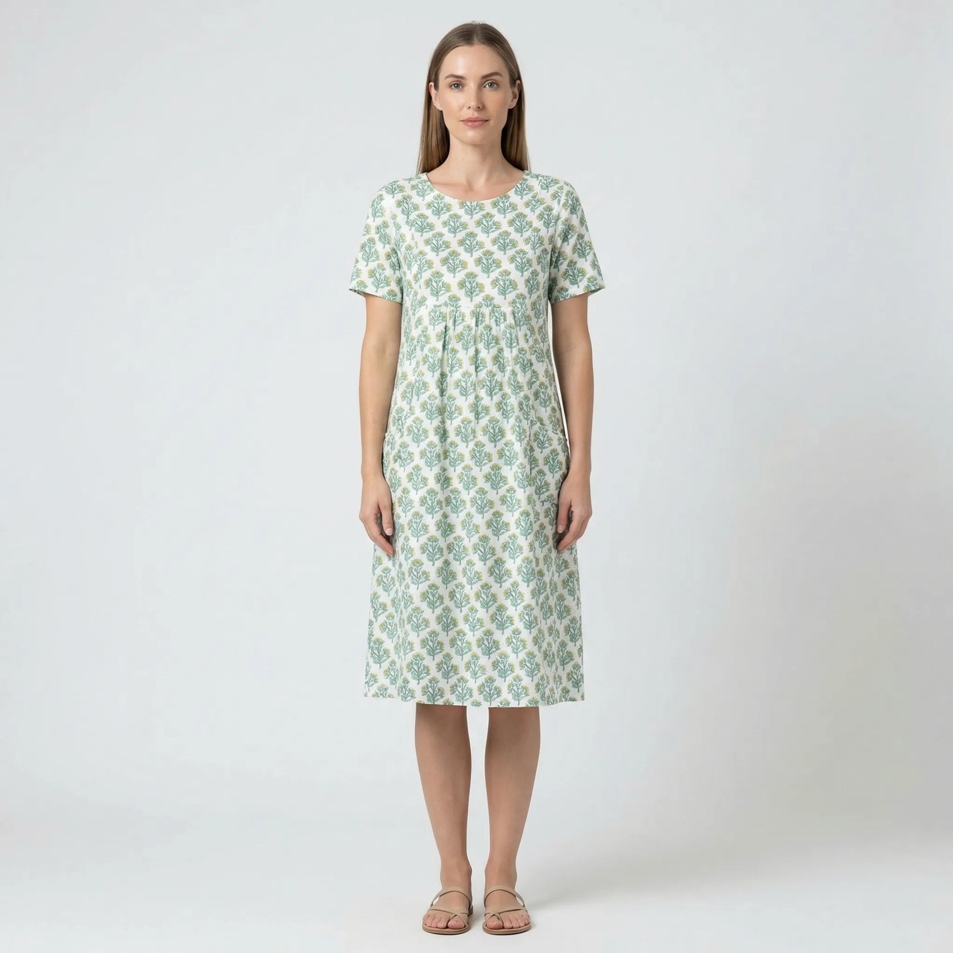 Knielanges Sommerkleid Mit Kurzen Ärmeln - Tamina