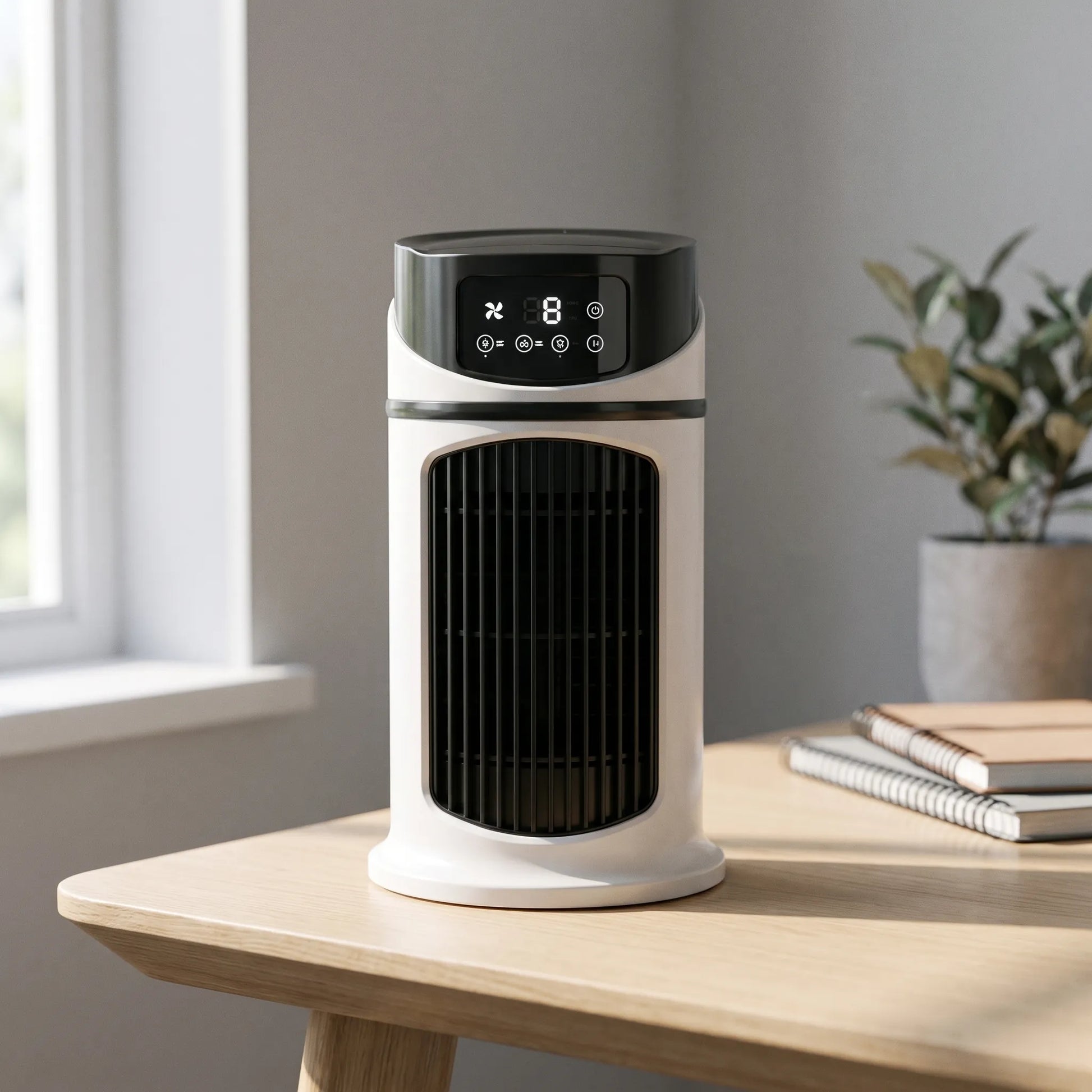 Kompakter Tischventilator Mit Integrierter Wasserkühlung - Breezify