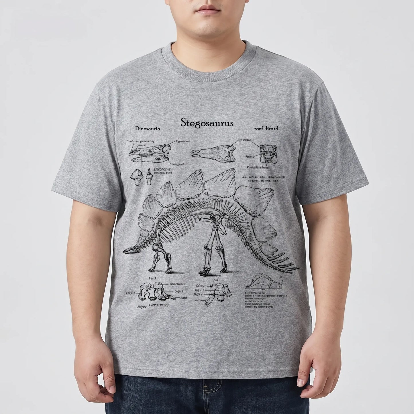 Kurzarm-Shirt mit Dinosaurier-Print in Übergrößen - Jim