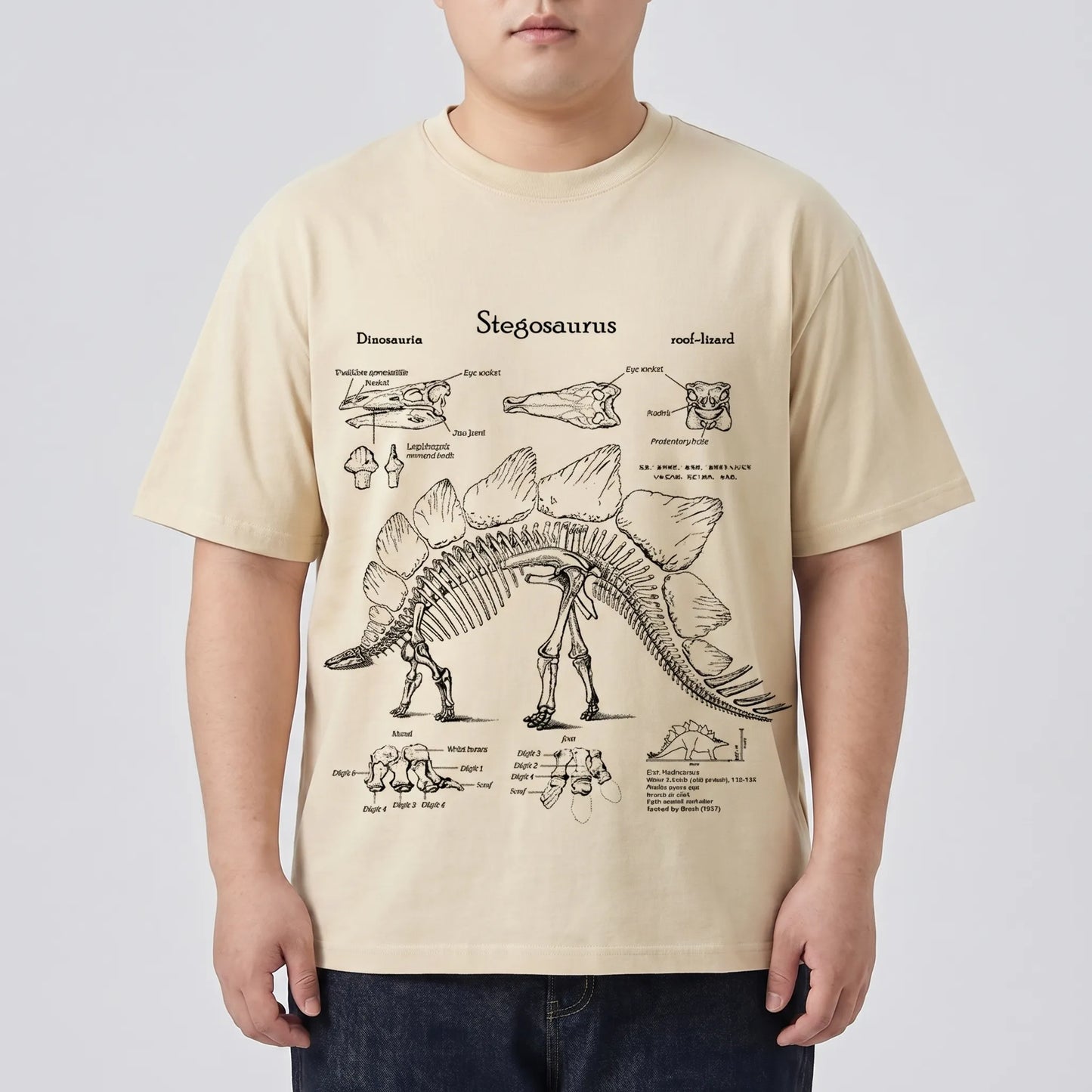 Kurzarm-Shirt mit Dinosaurier-Print in Übergrößen - Jim