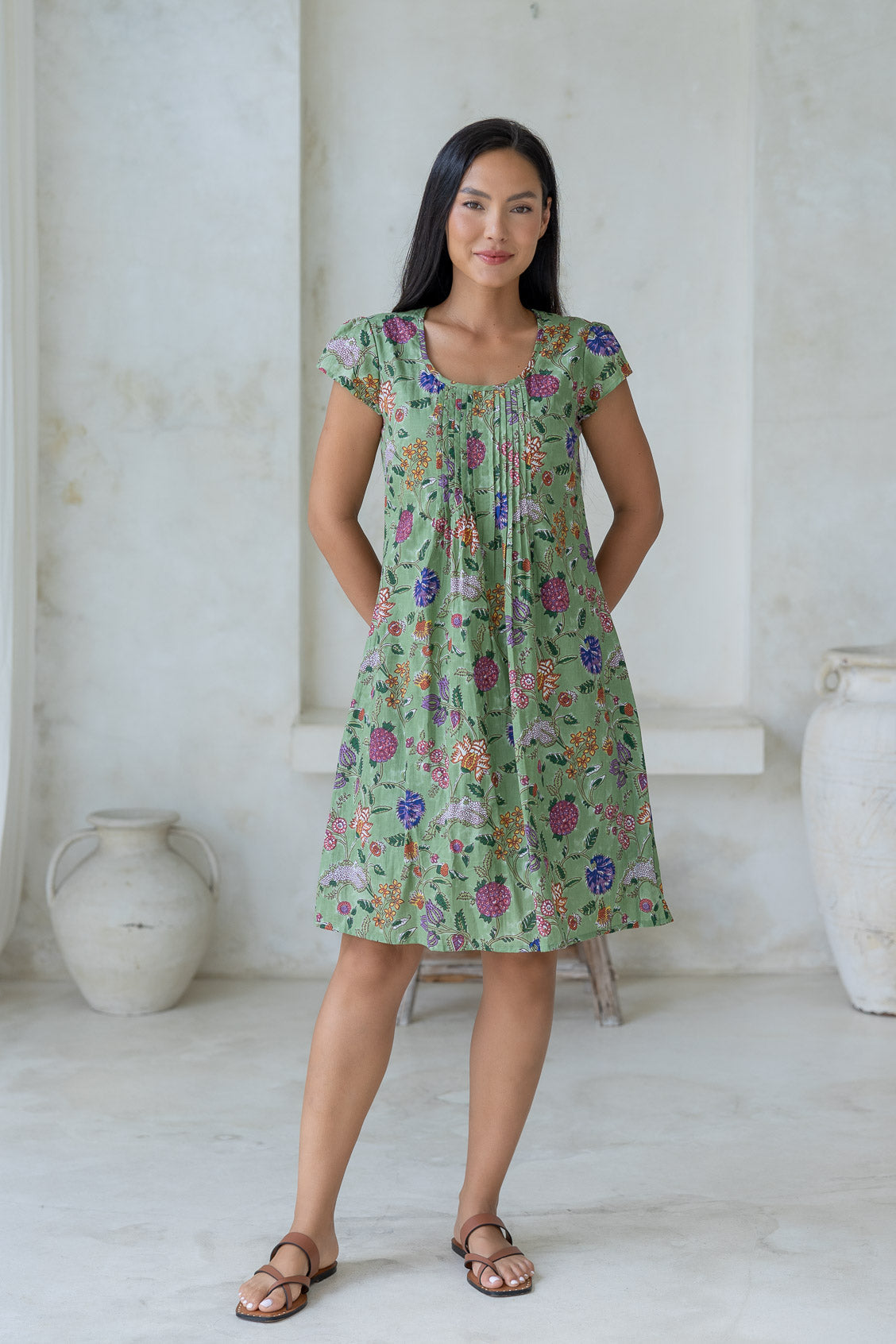 Kurzärmeliges A Linien Kleid - Amina