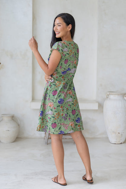 Kurzärmeliges A Linien Kleid - Amina
