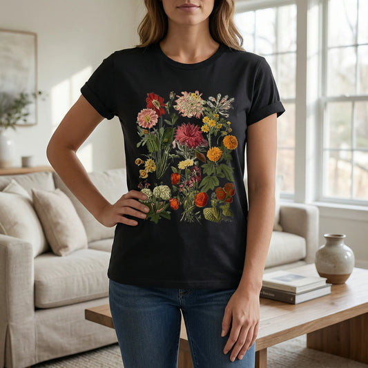Kurzärmeliges Damen-T-Shirt Mit Blumenmotiv - Yolanda