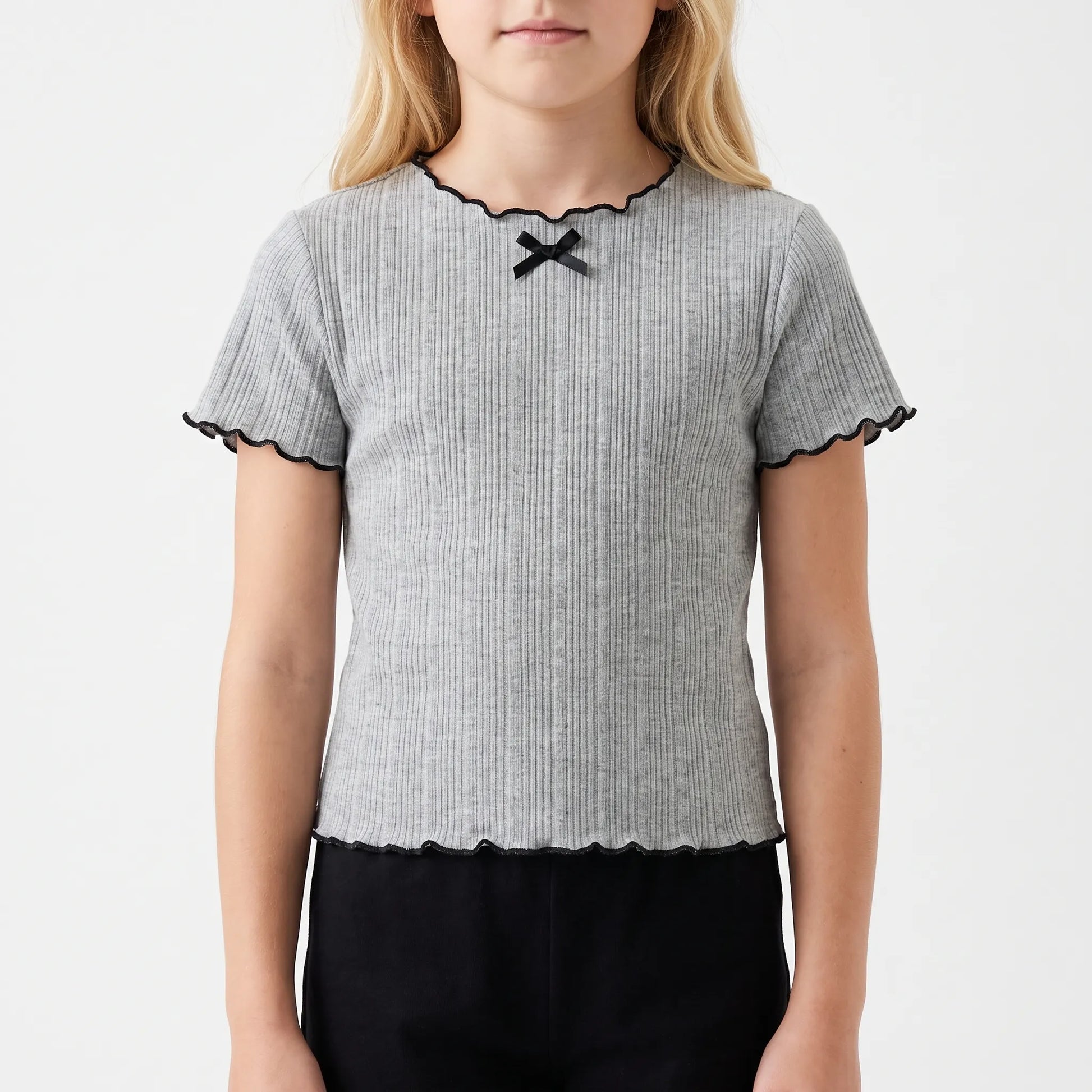 Kurzärmliges Mädchenshirt In Rippoptik - Ribbony