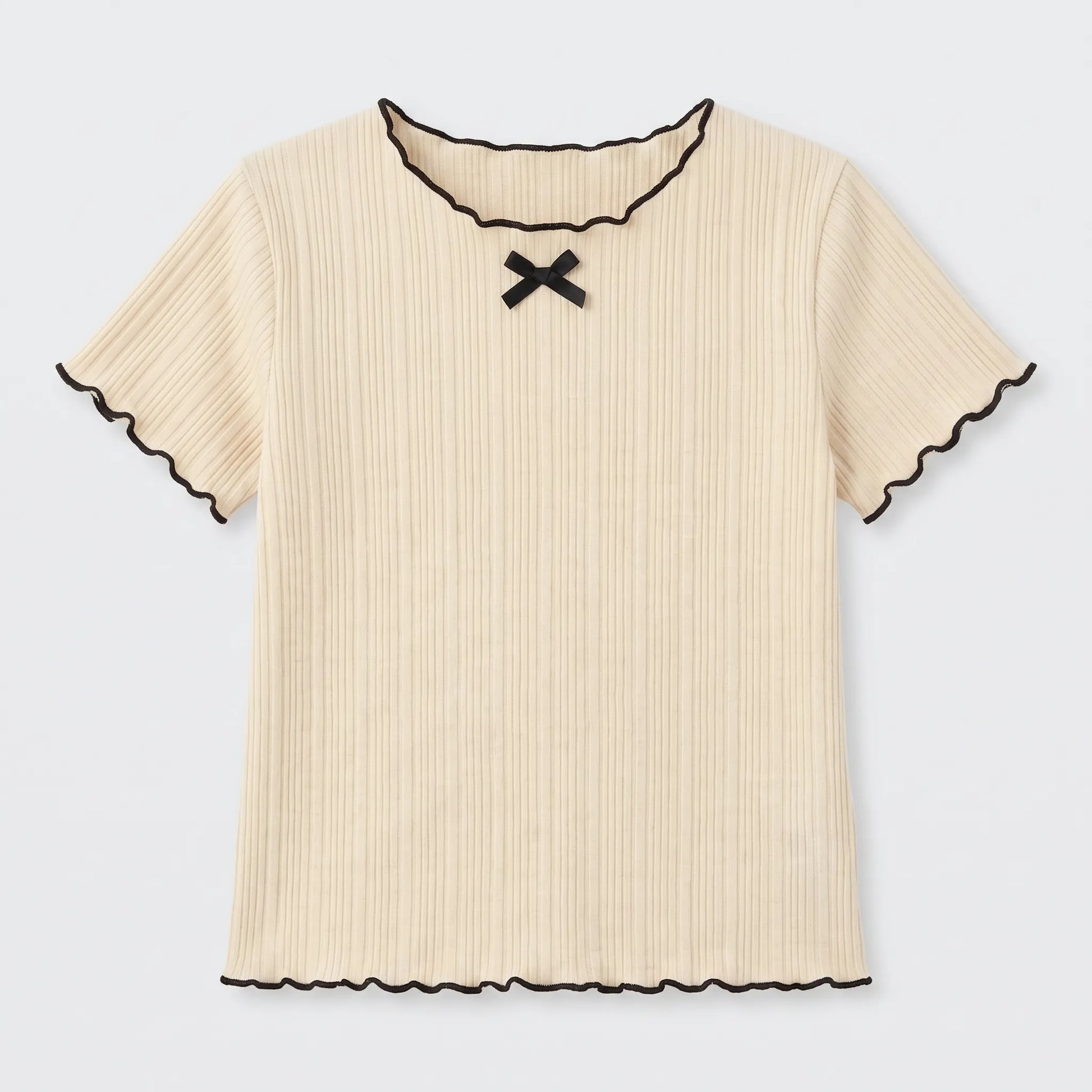 Kurzärmliges Mädchenshirt In Rippoptik - Ribbony