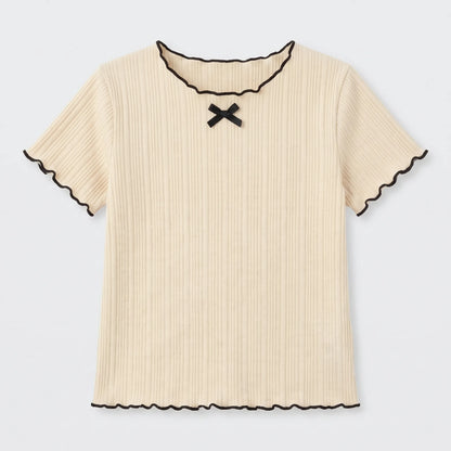 Kurzärmliges Mädchenshirt In Rippoptik - Ribbony