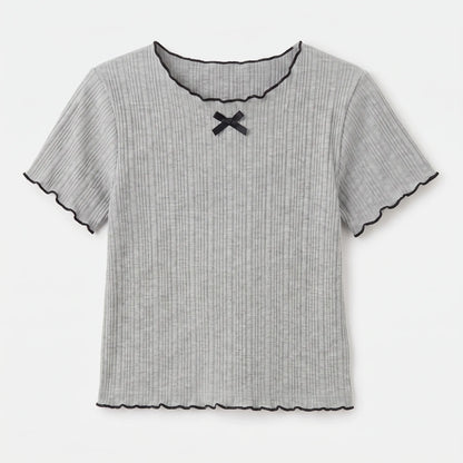 Kurzärmliges Mädchenshirt In Rippoptik - Ribbony