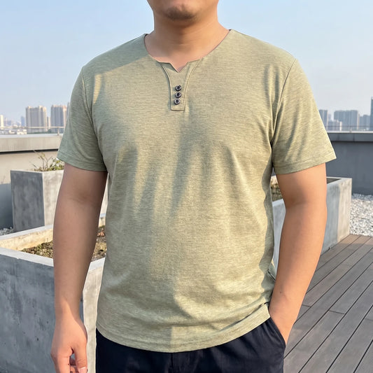 Kurzärmliges T-Shirt Mit 3-Knopf-Leiste - Lewis