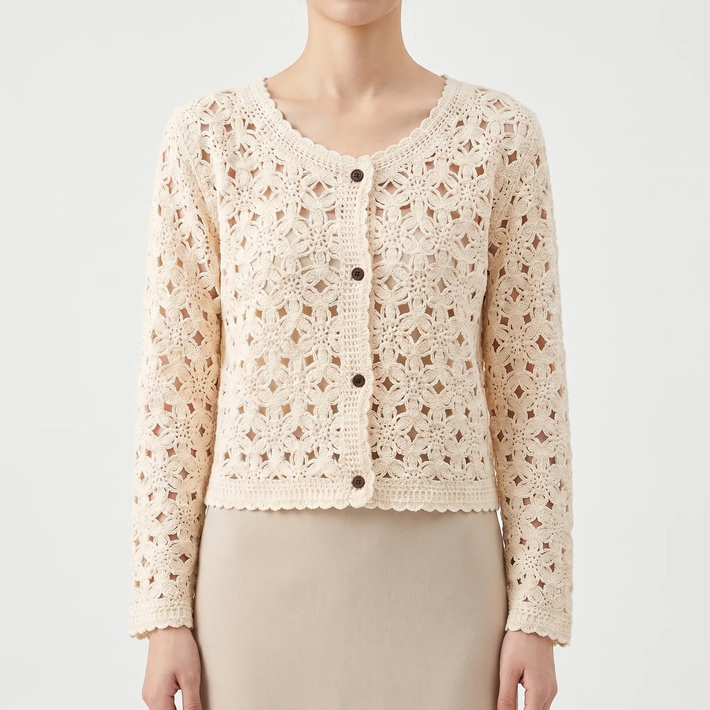 Kurze Häkeljacke Im Ajour-Muster -  Lorena