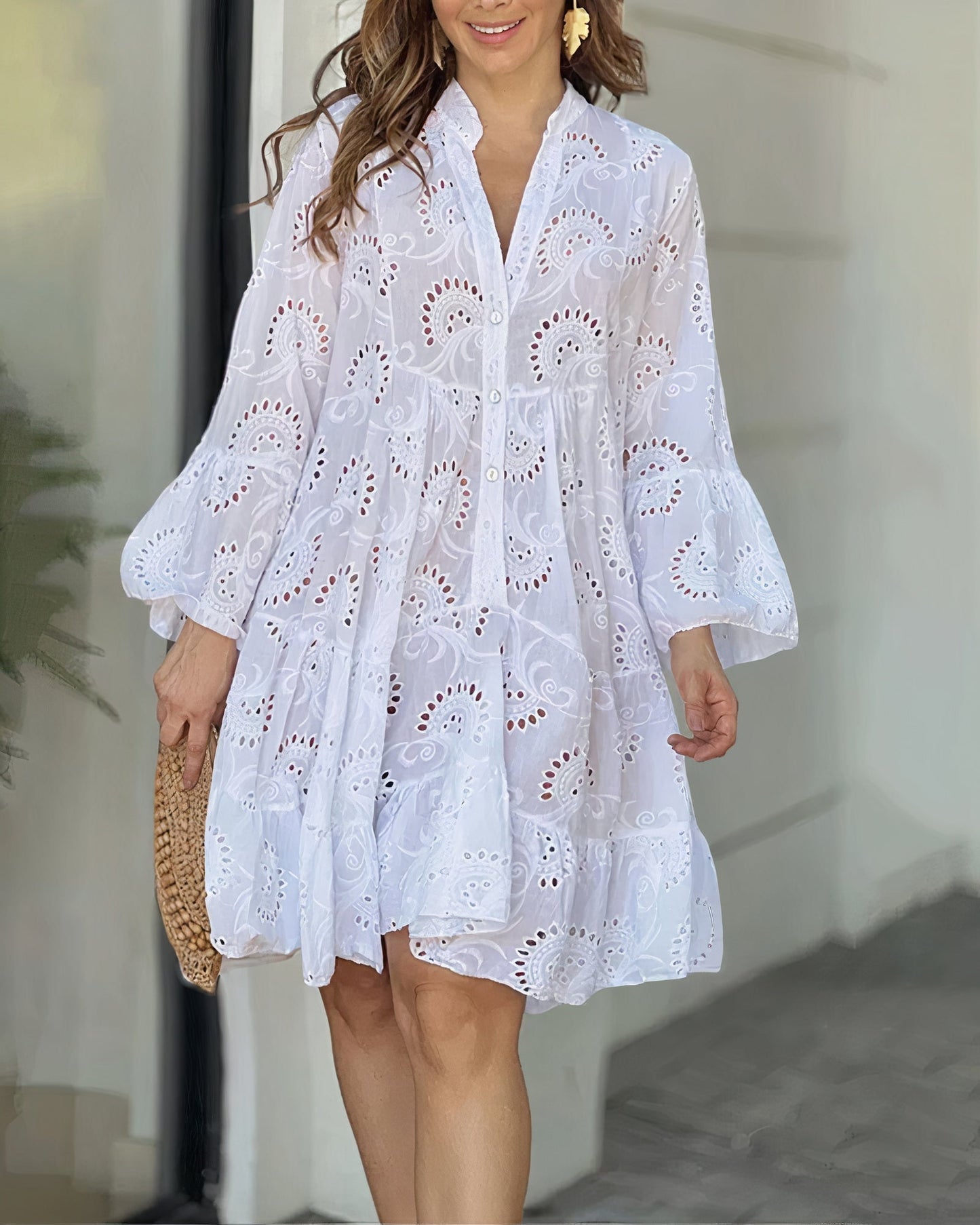 Bequeme Sommerkleid mit Kragen und V-Ausschnitt – Sarah