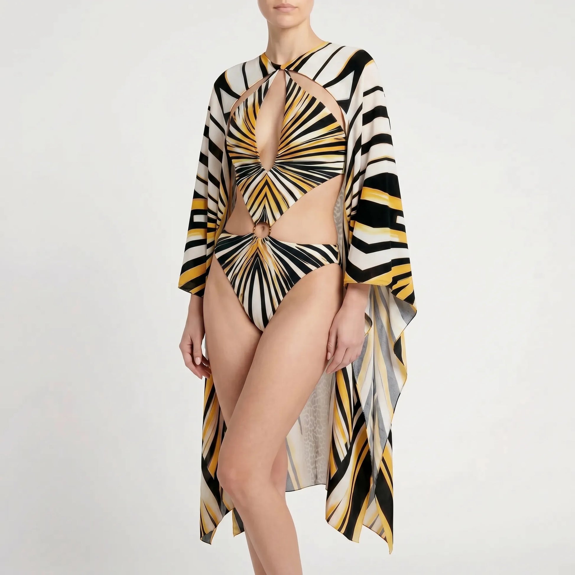 Langarm-Monokini Mit Cut-Outs - Tropina