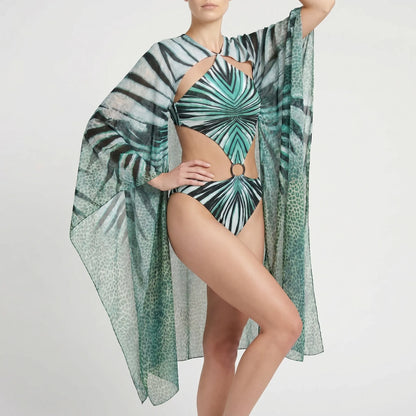 Langarm-Monokini Mit Cut-Outs - Tropina